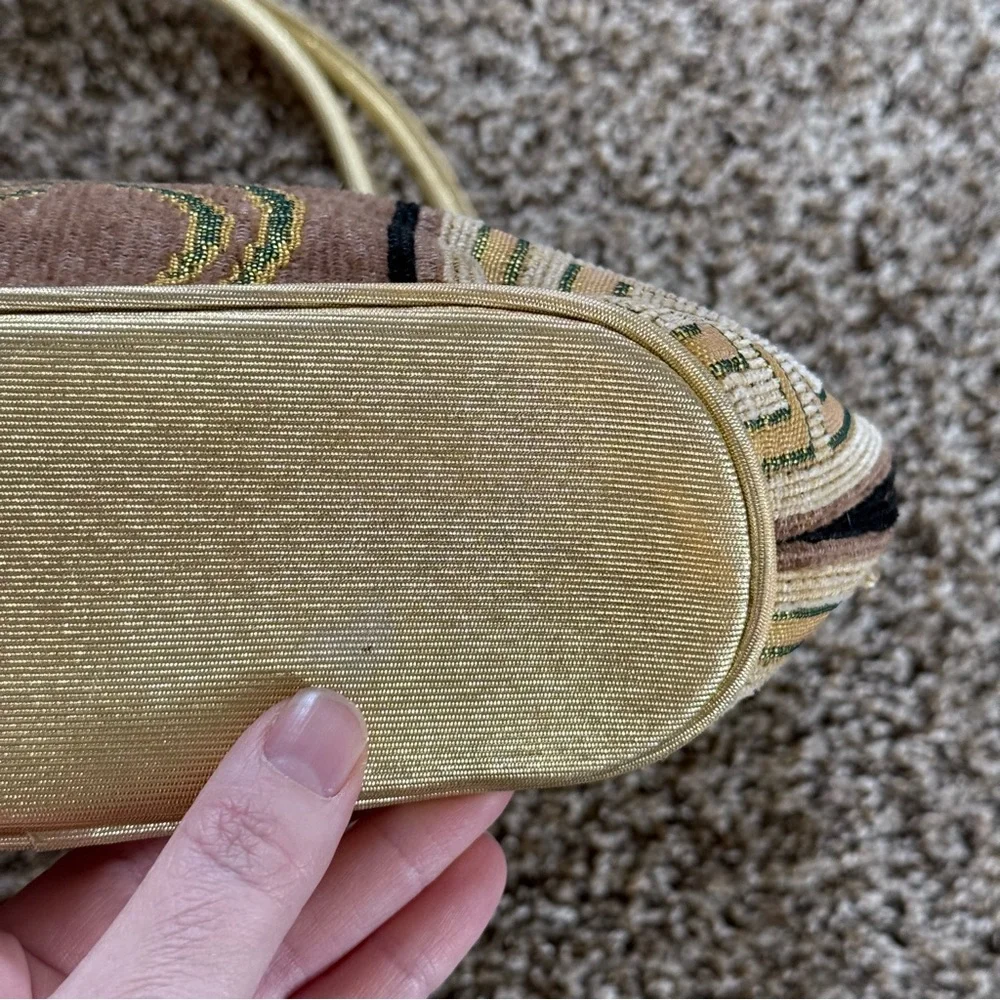 Tapestry Purse Tote Bag Gold Handles Southwest Boho Geometric Made‎ in Korea